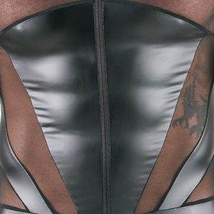 Svenjoyment Schwarzer Kurzoverall mit langem Zip - Bodycon Overall - Herren Erotik Dessous Svenjoyment Herren Kurzoverall Powernet Mattlook Zip Schwarz – Det