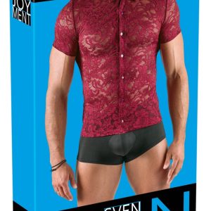 Svenjoyment Spitzen-Kurzarm-Hemd, Größe: S/M, Farbe: Schwarz