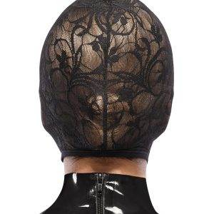 Bad Kitty Schwarze Spitzen-Kopfmaske, Einheitsgröße, bizarres Design Bad Kitty Schwarze Spitzen-Kopfmaske, Einheitsgröße, bizarres Design – Rückseite