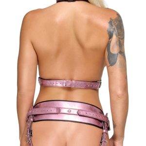 Bad Kitty Glossy-Rosé Harness-Set in Metallic-Optik Bad Kitty Rosé-Metallic Harness-Set, Größe verstellbar, Farbe: Rosé – Rückseite