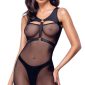 Cottelli PARTY Minikleid mit Harness, Schwarz, S/M/L/XL, Mattlook-Riostring enthalten – A