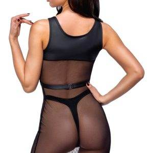 Cottelli PARTY Schwarzes Minikleid mit Brust-Harness in Mattlook, Größe S, schwarz Cottelli PARTY Minikleid mit Harness, Schwarz, S/M/L/XL, Mattlook-Riostring enthalten – Rückseite