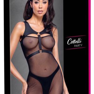 Cottelli PARTY Schwarzes Minikleid mit Brust-Harness in Mattlook, Größe S, schwarz