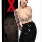 LateX Knielanger Rock mit Fesselringen in Schwarz – Verpackung