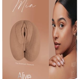 Alive Super Realistic Masturbator XL Mia - Real-Feelings Vagina & Anus Optik, seidig-softes TPE-Material, Rillen-Strukturen, ergonomisch griffig, offen hinten, 14,6 cm - Schwarz