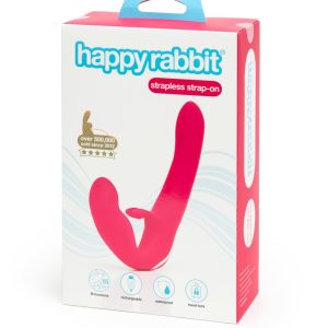happyrabbit Strapless Doppelvibrator mit Klitorisreizer - Vibrator Set in Silikon - Schwarz