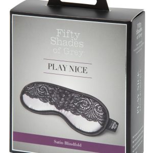 Fifty Shades of Grey Play Nice Satin Augenmaske, Silber/Schwarz