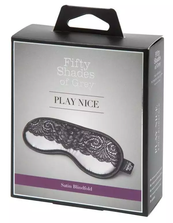 Fifty Shades of Grey Play Nice Satin Augenmaske, Silber/Schwarz