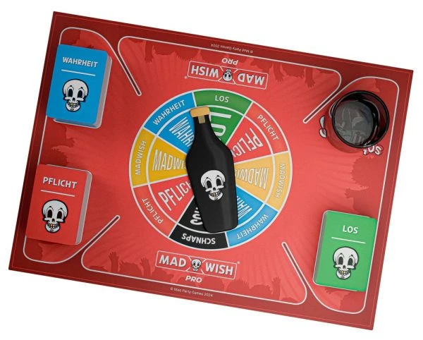 MadWish Pro Party Game - Trinkspiel, Wahrheit oder Pflicht, Flaschendrehen - Spaß & Lacher - Party-Brettspiel - Deutsche Version