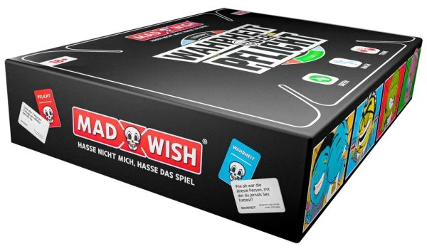 MadWish Pro Party Game - Trinkspiel, Wahrheit oder Pflicht, Flaschendrehen - Spaß & Lacher - Party-Brettspiel - Deutsche Version