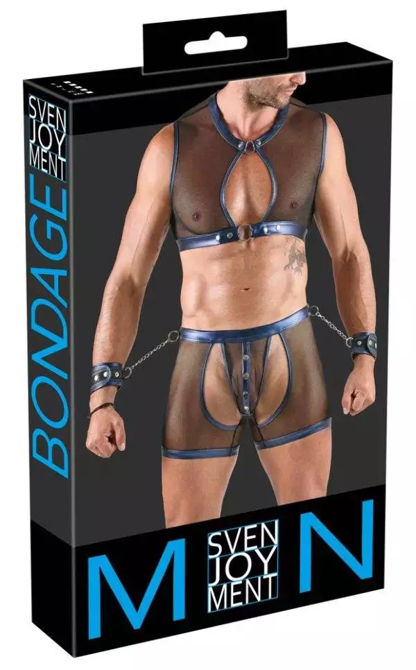 21805374701_verp Svenjoyment Bondage Blue-Metallic Netz-Set, Größe S/M, schwarz-transparent