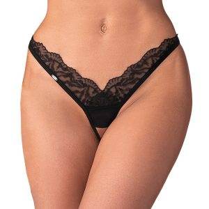 Obsessive Arrowel Schwarzer Tüll-String Ouvert Mit Spitze Obsessive Arrowel Schwarzer Tüll-String Ouvert Mit Spitze – Bild 1