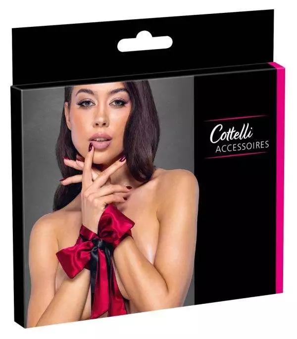Cottelli Satin Bondageschal Dunkelrot/Schwarz 6cm x 150cm