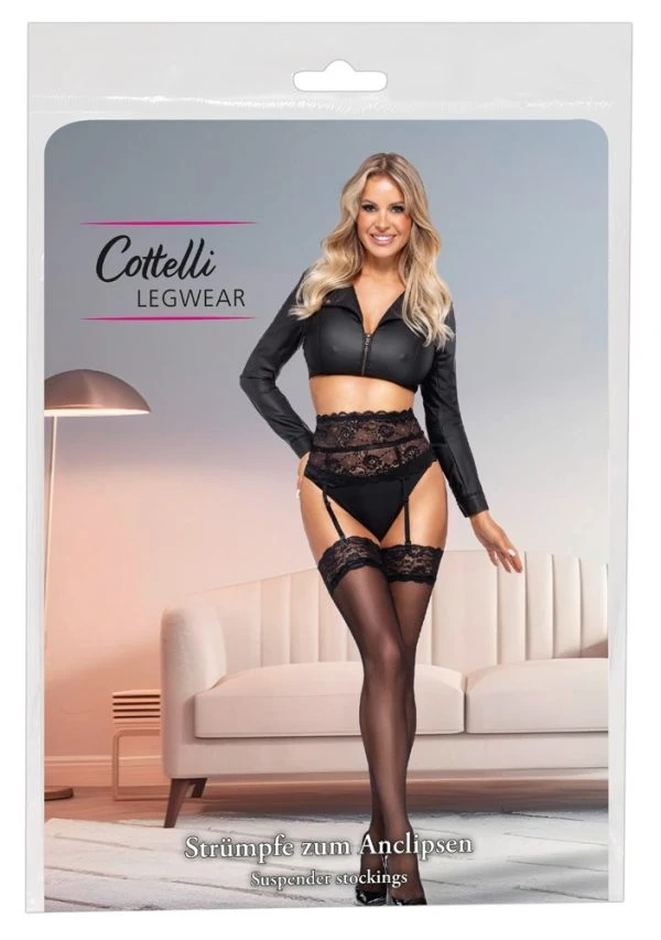 Cottelli LEGWARE Schwarze Seidenstrümpfe - sinnlich elegant in Szene!