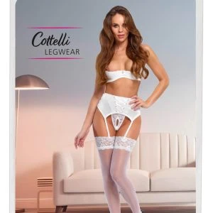 Cottelli LEGWARE Seidige Weiße Spitzen-Strümpfe 20 den