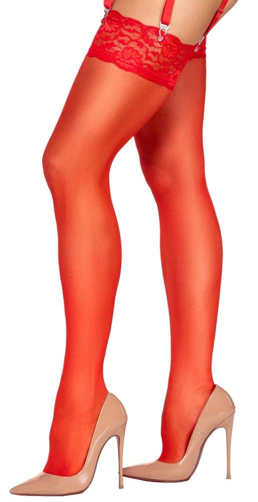 Cottelli LEGWARE Rote Seidige Strümpfe 20 den, 9 cm Spitzen-Abschluss