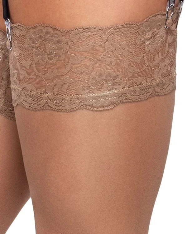 Cottelli LEGWARE Nudefarbene Seidige Strümpfe mit Spitzen-Abschluss, 20 DEN, Oeko-Tex zertifiziert Cottelli LEGWARE Nudefarbene Seidige Strümpfe mit Spitzen-Abschluss, 20 DEN, Oeko-Tex zertifiziert