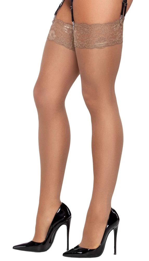 Cottelli LEGWARE Nudefarbene Seidige Strümpfe mit Spitzen-Abschluss, 20 DEN, Oeko-Tex zertifiziert Cottelli LEGWARE Nudefarbene Seidige Strümpfe mit Spitzen-Abschluss, 20 DEN, Oeko-Tex zertifiziert