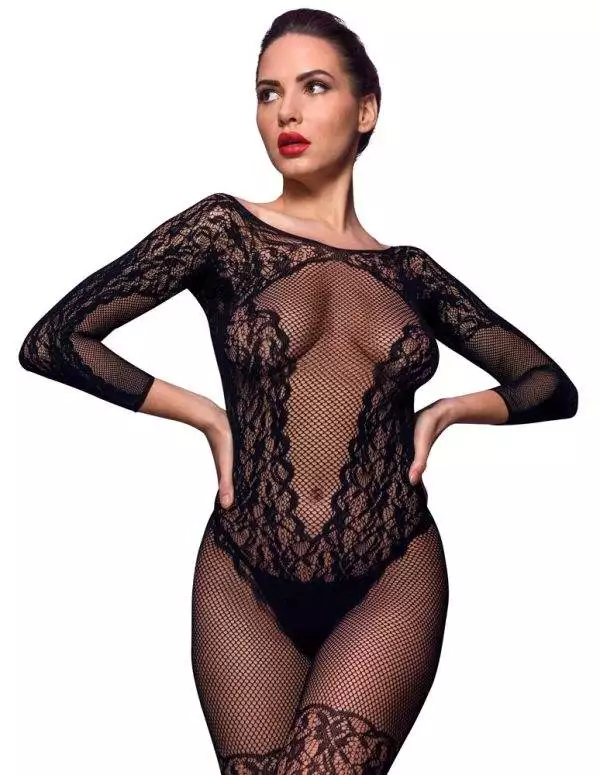 Fifty Shades of Grey Langarm-Catsuit Captivate in Netzstruktur, Body und Strümpfe mit Cut-outs, schwarz
