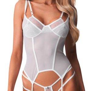 Obsessive Strapshemd Arrowel - Weiß-transparent, Größenverstellbar, mit Spitze