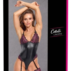 Cottelli LINGERIE Verführerischer Straps-Body in Schwarz/Pink, Größe M