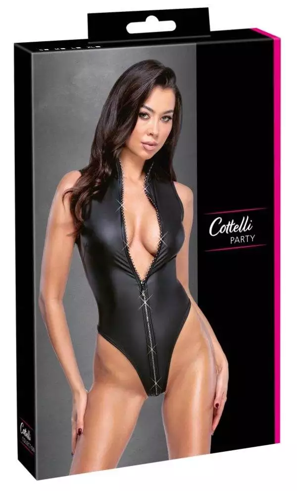 Cottelli PARTY Body mit Strass-Zip, Größe M, Schwarz, Rio-Style