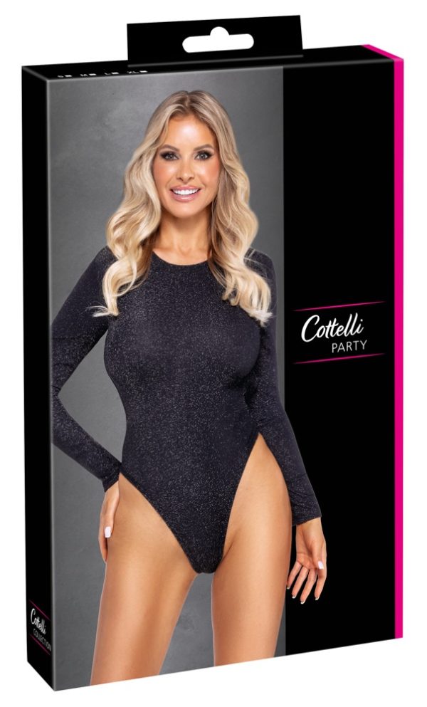 26449081021_verp Cottelli PARTY Langarm-Riobody in Silber-Schwarz, Größe S/M