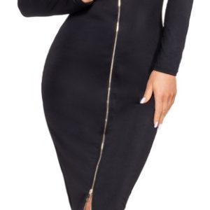 Cottelli PARTY Schwarzes Midi-Kleid mit Zip-Eleganz – Bild 4