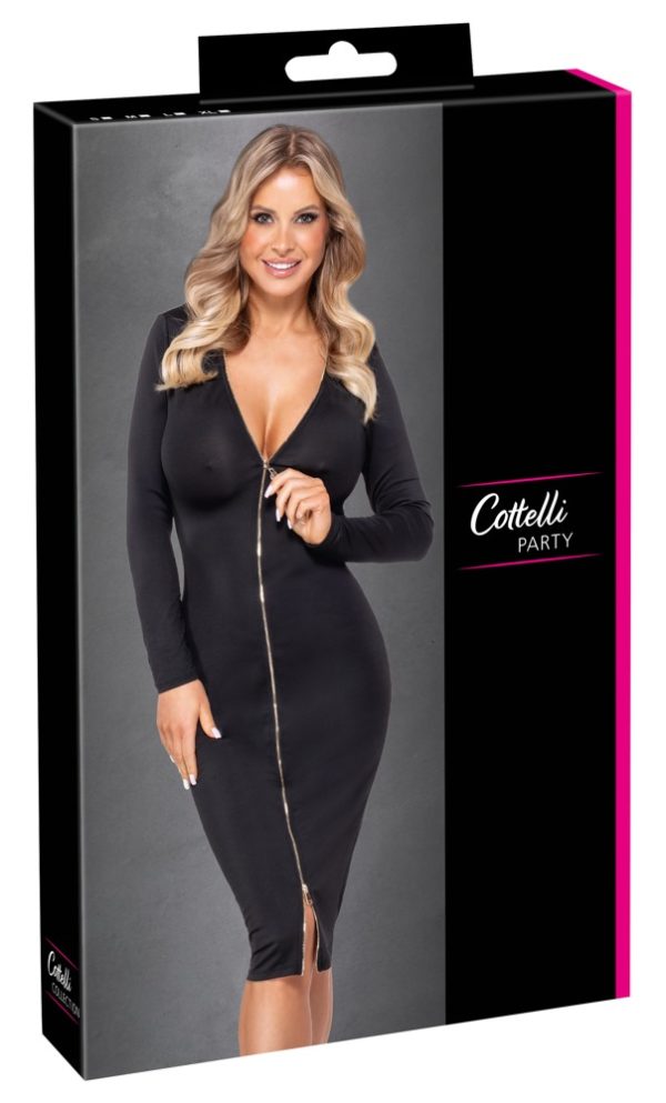 Cottelli PARTY Schwarzes Midi-Kleid mit Zip-Eleganz