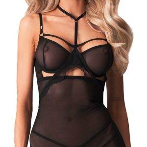 Obsessive Arrowel Schwarzes Negligé - Figurbetontes Powernet-Transparenz Dessous Obsessive Arrowel Schwarzes Negligé - Figurbetontes Powernet-Transparenz Dessous – Bild 1