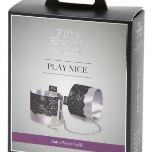 Fifty Shades of Grey Satin & Lace Handfessel Set (schwarz/silber)