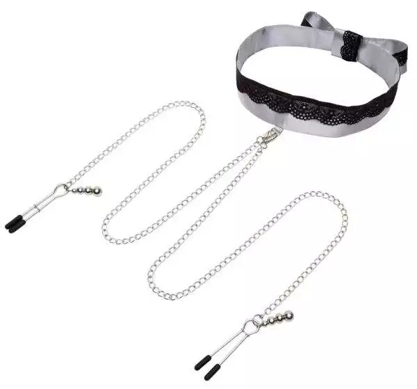 Fifty Shades of Grey - Sweet Play Nice Satin Collar & Nipple Clamps