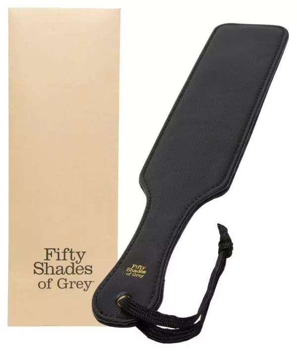 50015790000_verp Bound to You Paddle - Handgefertigtes Schlagpaddel aus Fifty Shades of Grey, Schwarz/Braun, 37 cm