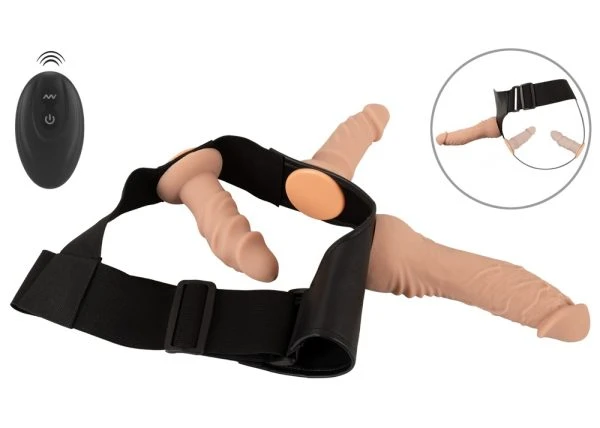 You2Toys Your Strap-On Collection 4-teiliges Set, verstellbarer Strap-on-String, Naturvibrator, 2 Naturdildos, Silikon, Schwarz