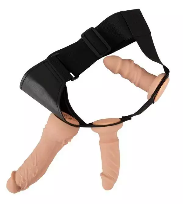 You2Toys Your Strap-On Collection 4-teiliges Set, verstellbarer Strap-on-String, Naturvibrator, 2 Naturdildos, Silikon, Schwarz