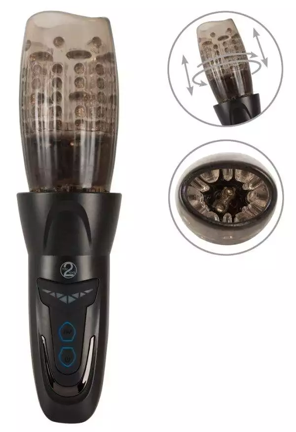 STROKER Rotating Masturbator with Vibration and Thrust Function, smoke-colored