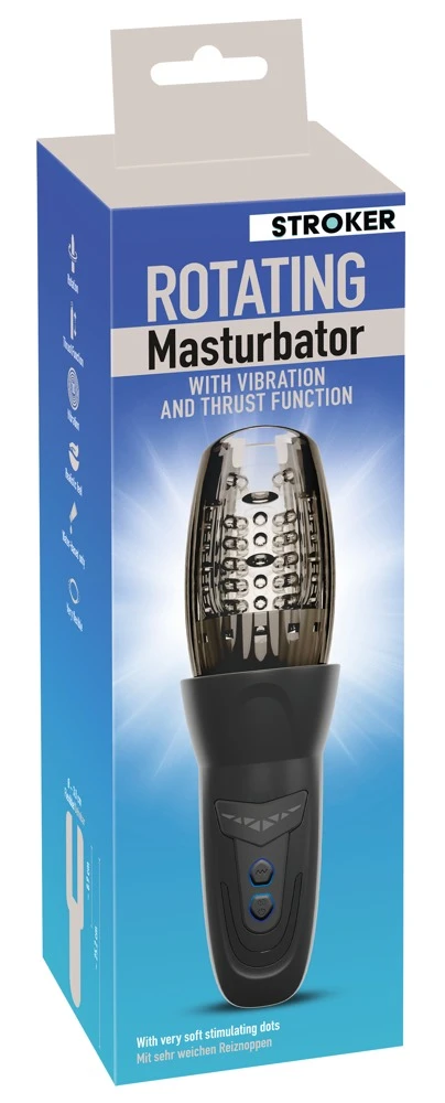 STROKER Rotating Masturbator with Vibration and Thrust Function, smoke-colored