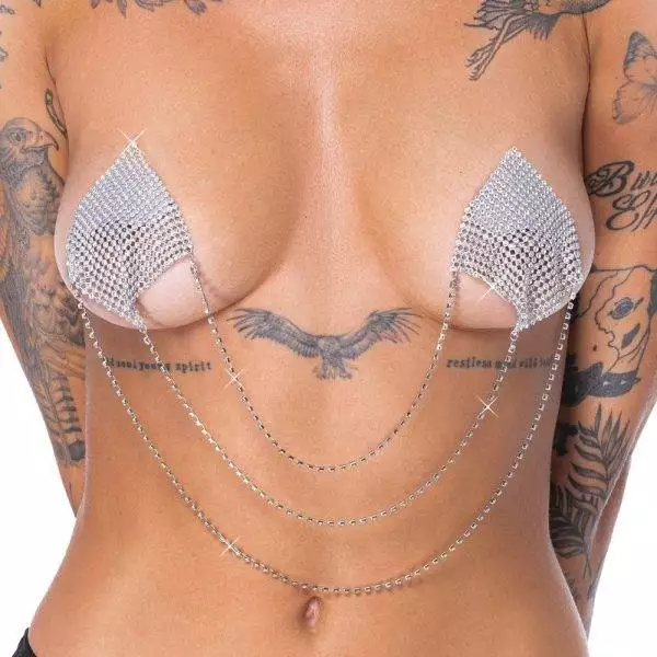 Cottelli ACCESSOIRES Silber Glitzer Nipple Sticker Quadrat