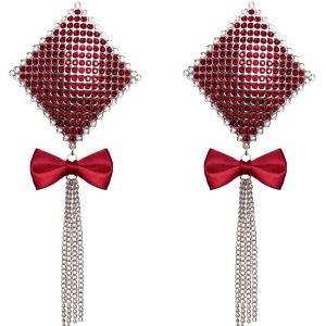 Cottelli ACCESSOIRES Nipple Schmuck Bow, rote Glitzersteine, Satinschleifchen Cottelli ACCESSOIRES Nipple Schmuck Bow, rote Glitzersteine, Satinschleifchen – Bild 5