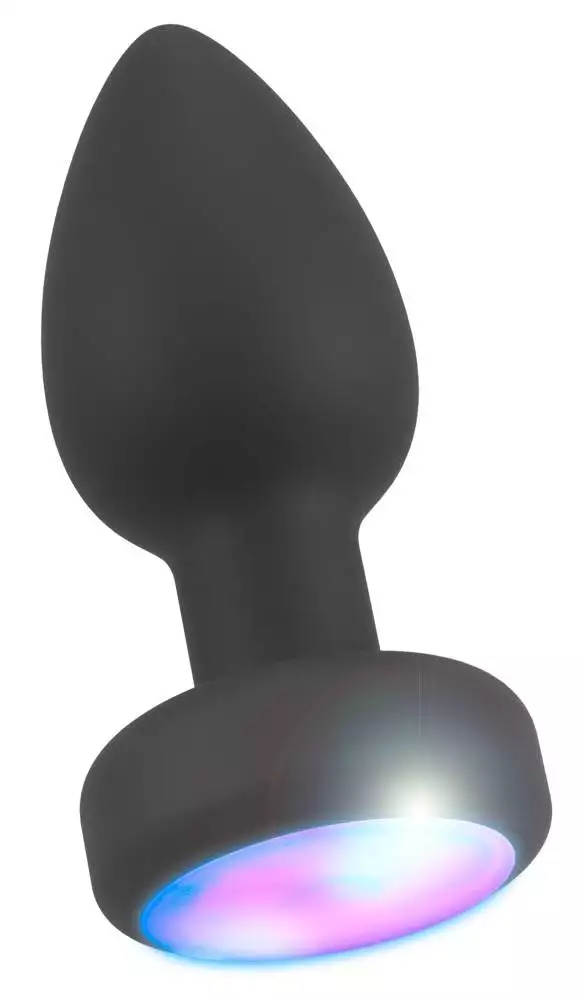 RC Flashing Butt Plug with Vibration - Wasserdichter Silikon Analplug mit LED-Licht und Fernbedienung, 9 cm, bunt