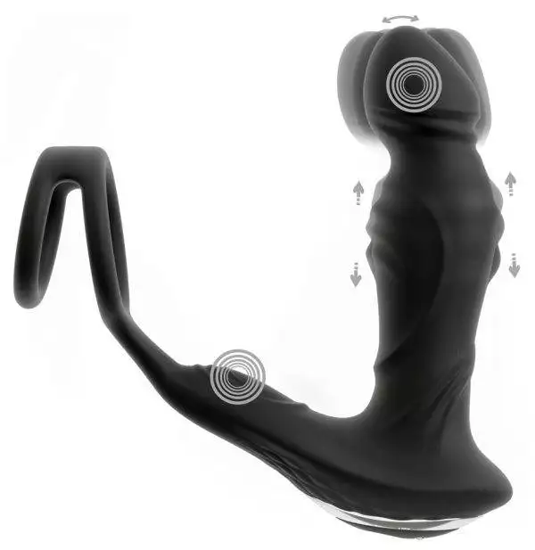 Rebel RC Prostata-Vibrator mit Perineum-Auflegevibrator, Moving Rings und Nodding Funktion, schwarz