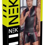 NEK Herren Shirt 2XL - Mattlook Schwarz mit roten Kontraststreifen