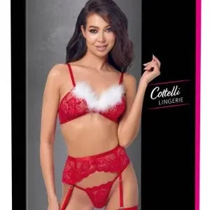 Cottelli LINGERIE X-Mas 3-teiliges Spitzen-Set in Rot