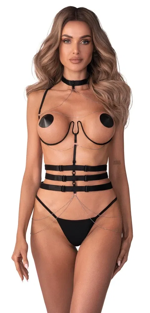 24506151101_nor_a Obsessive Premium Harness Premisis - Sinnliches französisches Design - Schwarz - Größe L