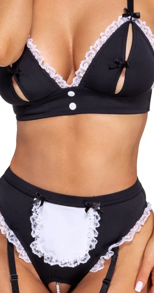 Cottelli COSTUMES Sexy Ouvert-Dienstmädchen-Set, Schwarz/Weiß, Größe S-XL Cottelli COSTUMES Sexy Ouvert-Dienstmädchen-Set, Schwarz/Weiß, Größe S-XL