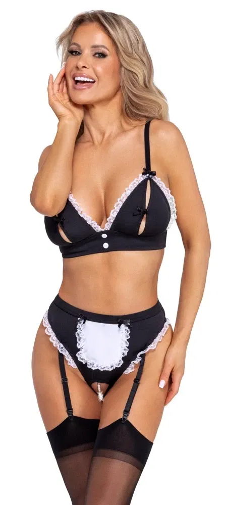 Cottelli COSTUMES Sexy Ouvert-Dienstmädchen-Set, Schwarz/Weiß, Größe S-XL Cottelli COSTUMES Sexy Ouvert-Dienstmädchen-Set, Schwarz/Weiß, Größe S-XL
