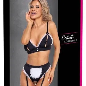 Cottelli COSTUMES Ouvert Servier Set - Sexy Dienstmädchen-Style, Schwarz