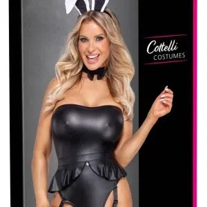 Cottelli COSTUMES Sexy Bunny-Kostüm in Schwarz, Größe S/M, Matt look
