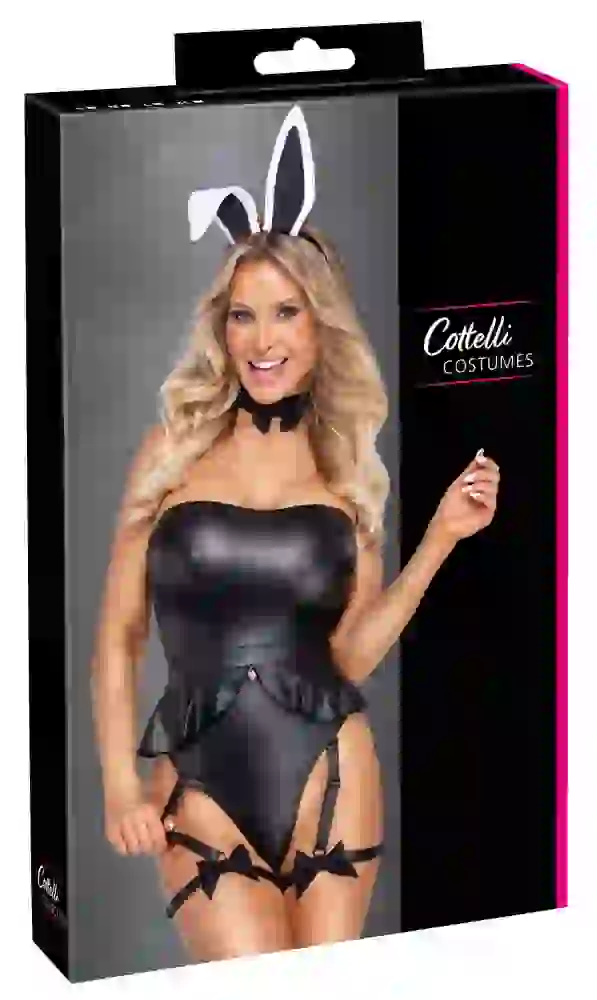 24713371021_verp Cottelli COSTUMES Schwarzes Bunny-Kostüm mit Sex-Appeal, Größe S, schwarz