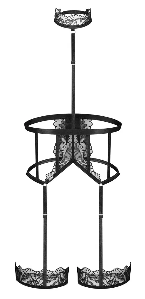 Obsessive Harness Hersis - Verführerisches schwarzes Halsband mit Strapsen, Größe: einstellbar, Farbe: Schwarz Obsessive Harness Hersis - Verführerisches schwarzes Halsband mit Strapsen, Größe: einstellbar, Farbe: Schwarz